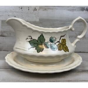 Metlox Gravy Boat Bowl Server Vernon Ware Vineyard Stoneware Pottery Vintage USA